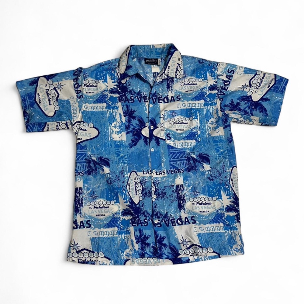 Blue Las Vegas Print Men's Shirt